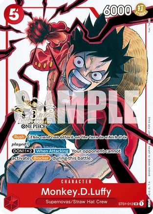 Monkey.D.Luffy - ST01-012 (3rd Anniversary Tournament 3 Brothers Pack) [Carrying On His Will: 3rd Anniversary Tournament Cards] Super Rare