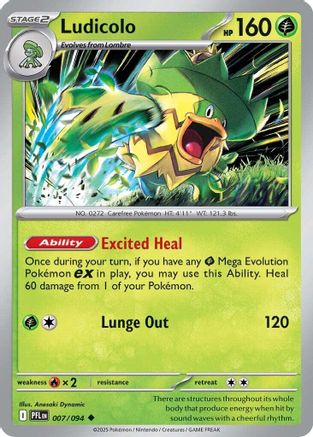 Ludicolo 007/094 [ME02 Phantasmal Flames] (Reverse Holofoil)