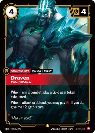 Draven - Vanquisher (Alternate Art) (020a/221) [Spiritforged] Foil