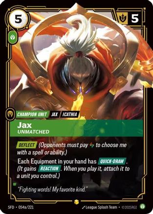 Jax - Unmatched (Alternate Art) (054a/221) [Spiritforged] Foil