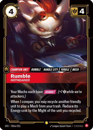 Rumble - Hotheaded (Alternate Art) (026a/221) [Spiritforged] Foil