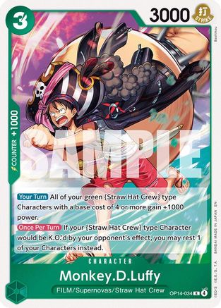 Monkey.D.Luffy - OP14-34 [The Azure Sea's Seven] Rare