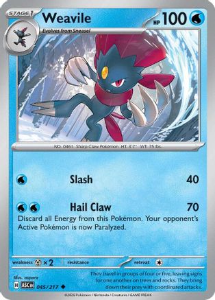 Weavile 045/217 [ME Ascended Heroes] (Reverse Holofoil)