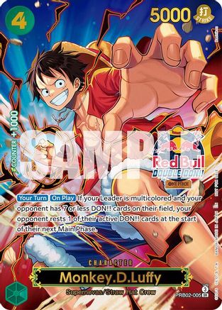 Monkey.D.Luffy (Red Bull Double Don!!) (Winner) (Textured) [One Piece Promotion Cards] Super Rare
