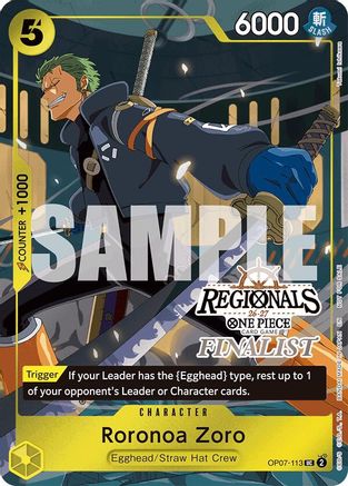 Roronoa Zoro (113) (Regionals Finalist Card Set 26-27) [One Piece Promotion Cards] Promo