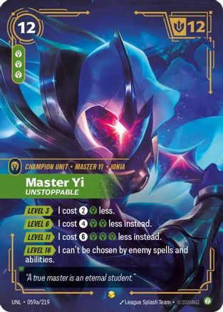 Master Yi - Unstoppable (Alternate Art) (059a/219) [Unleashed] Foil