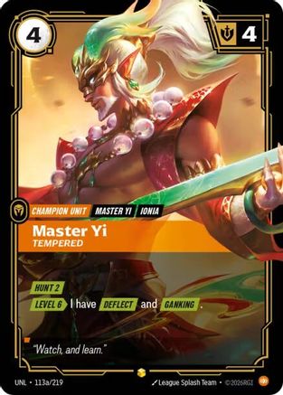 Master Yi - Tempered (Alternate Art) (113a/219) [Unleashed] Foil