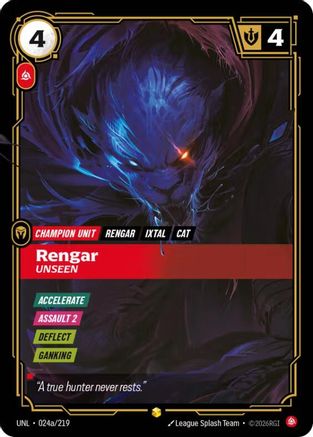Rengar - Unseen (Alternate Art) (024a/219) [Unleashed] Foil