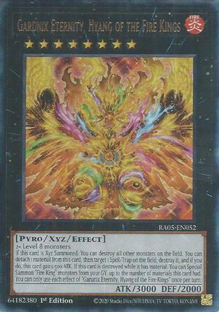 Garunix Eternity, Hyang of the Fire Kings (Prismatic Ultimate Rare) [RA05-EN052] Prismatic Ultimate Rare
