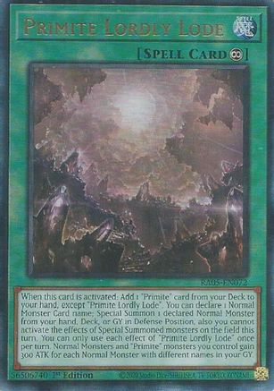Primite Lordly Lode (Prismatic Ultimate Rare) [RA05-EN072] Prismatic Ultimate Rare