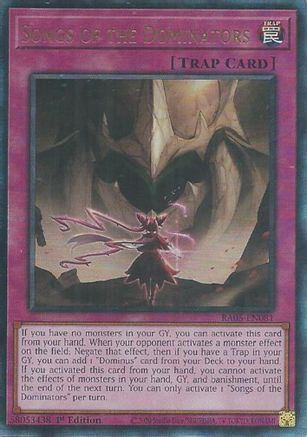Songs of the Dominators (Prismatic Ultimate Rare) [RA05-EN081] Prismatic Ultimate Rare