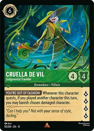 Cruella De Vil - Judgmental Traveler (92/204) Wilds Unknown (Non-Foil)