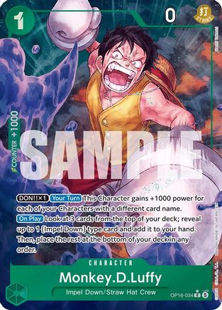 Monkey.D.Luffy (034) (Alternate Art) [The Time of Battle] Rare