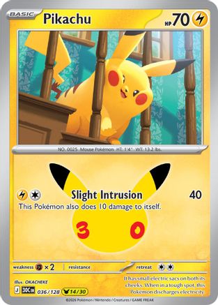 Pikachu 036/128 [ME 30th Celebration] (Holofoil)