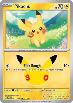 Pikachu 047/128 [ME 30th Celebration] (Holofoil)