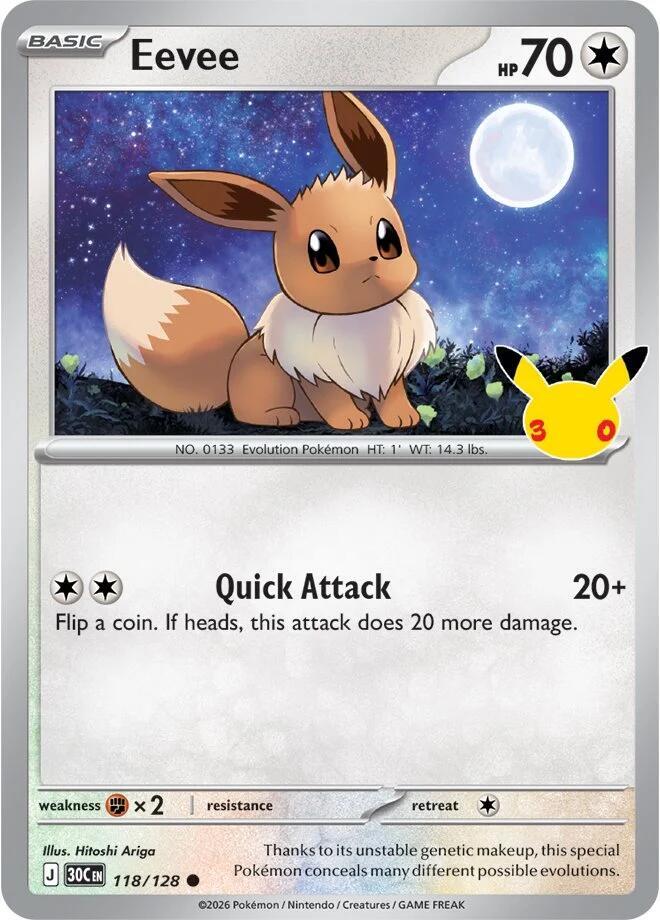 Eevee 118/128 [ME 30th Celebration] (Holofoil)