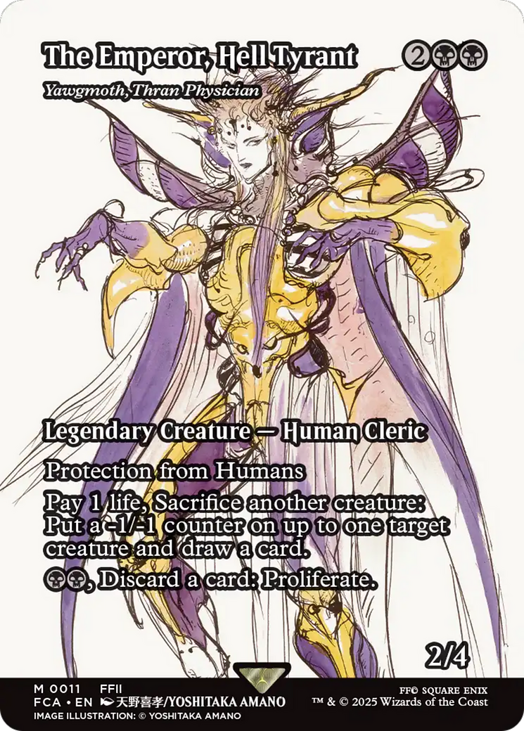Yawgmoth, Thran Physician [FINAL FANTASY: Through the Ages] / The Emperor, Hell Tyrant (Borderless) Foil Mythic