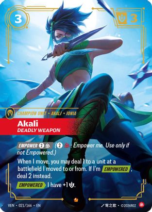 Akali, Deadly Weapon (021/166) [Vendetta] Foil