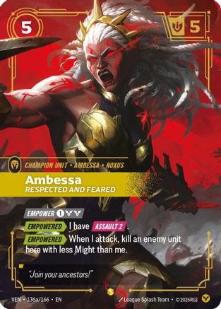 Ambessa, Respected and Feared (Alternate Art) (136a/166) [Vendetta] Foil