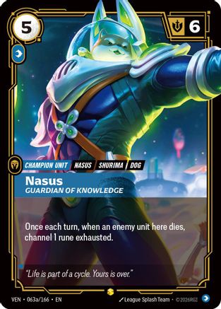 Nasus, Guardian of Knowledge (Alternate Art) (063a/166) [Vendetta] Foil