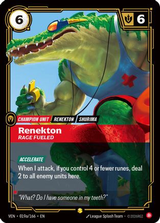 Renekton, Rage Fueled (Alternate Art) (019a/166) [Vendetta] Foil