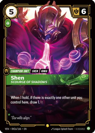 Shen, Scourge of Shadows (Alternate Art) (042a/166) [Vendetta] Foil