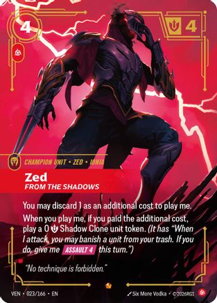 Zed, From the Shadows (023/166) [Vendetta] Foil