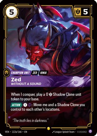 Zed, Without a Sound (Alternate Art) (112a/166) [Vendetta] Foil