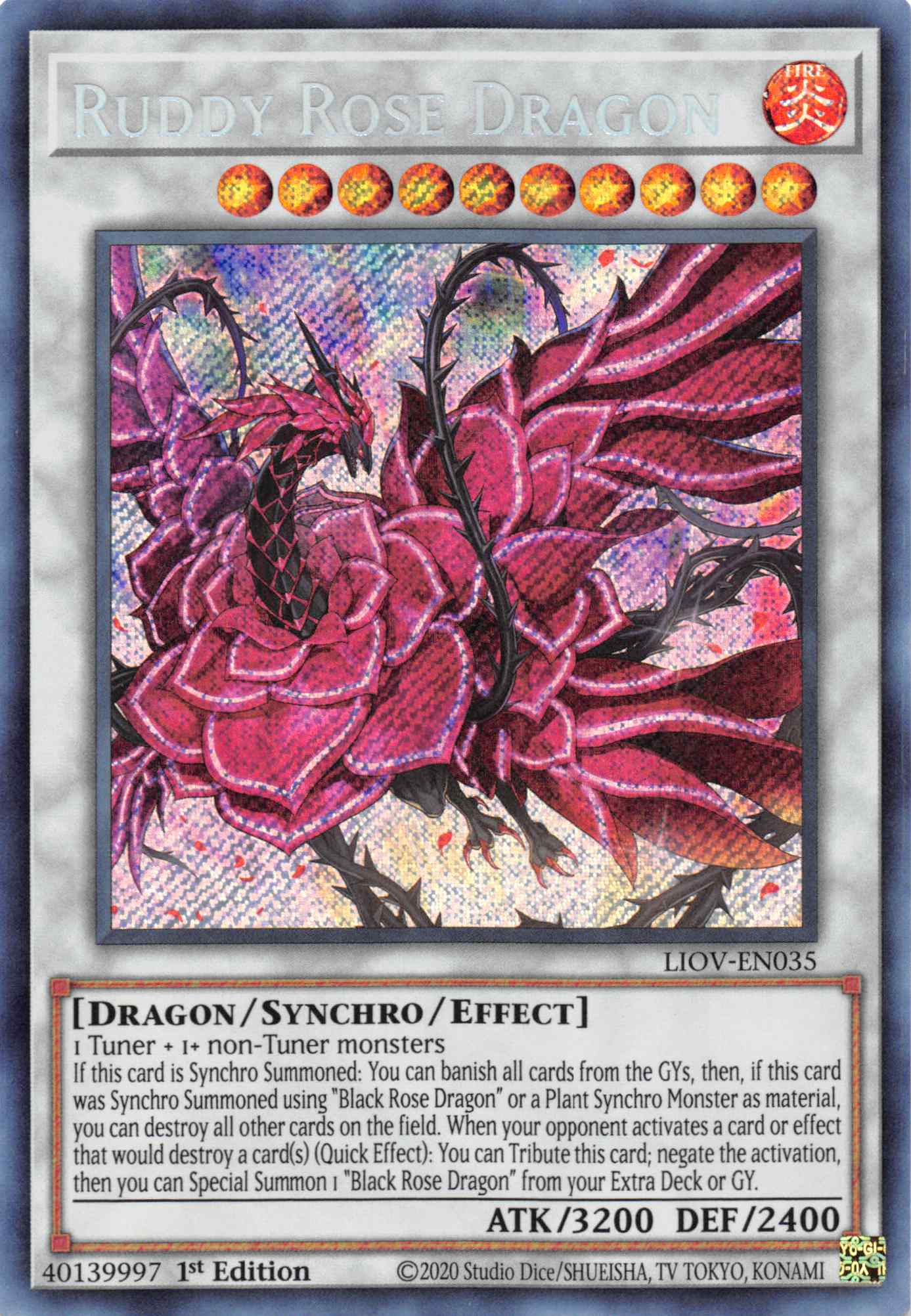 Ruddy Rose Dragon [LIOV-EN035] Secret Rare