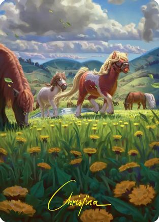 Troop of Ponies Art Card (Gold-Stamped Signature) (ASHOB-001) - Art Series: The Hobbit