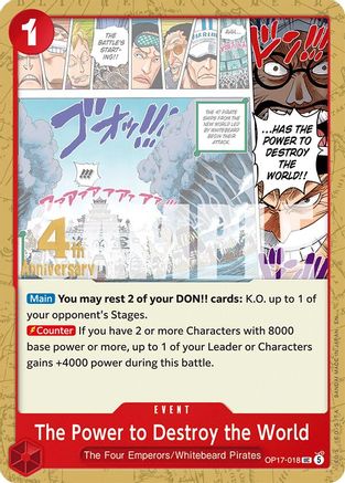 The Power to Destroy the World [The World's Strongest Warriors Release Event Cards] Uncommon