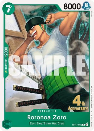 Roronoa Zoro (035) [The World's Strongest Warriors Release Event Cards] Common