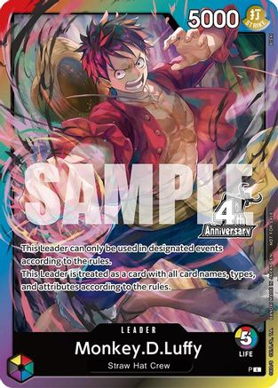 Monkey.D.Luffy (4th Anniversary Leader Card) [One Piece Promotion Cards] Leader