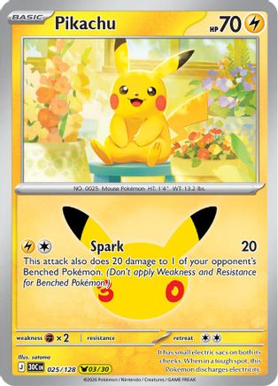 Pikachu 025/128 [ME 30th Celebration] (Holofoil)