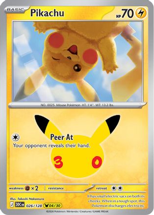 Pikachu 026/128 [ME 30th Celebration] (Holofoil)
