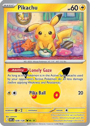Pikachu 028/128 [ME 30th Celebration] (Holofoil)