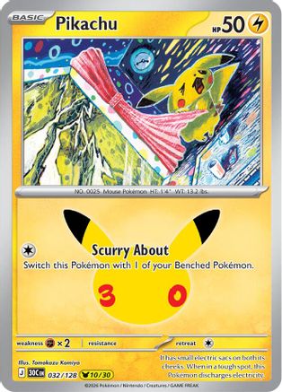 Pikachu 032/128 [ME 30th Celebration] (Holofoil)
