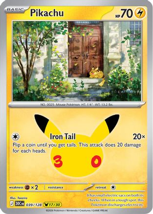 Pikachu 039/128 [ME 30th Celebration] (Holofoil)