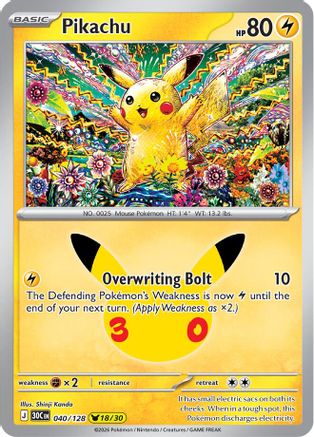 Pikachu 040/128 [ME 30th Celebration] (Holofoil)