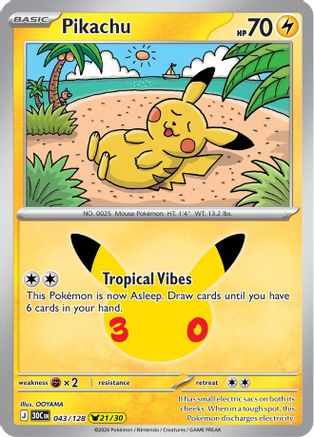 Pikachu 043/128 [ME 30th Celebration] (Holofoil)