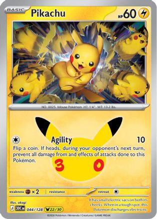 Pikachu 044/128 [ME 30th Celebration] (Holofoil)