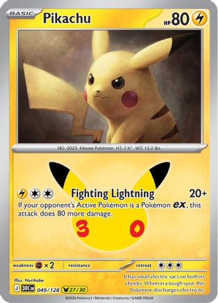 Pikachu 049/128 [ME 30th Celebration] (Holofoil)