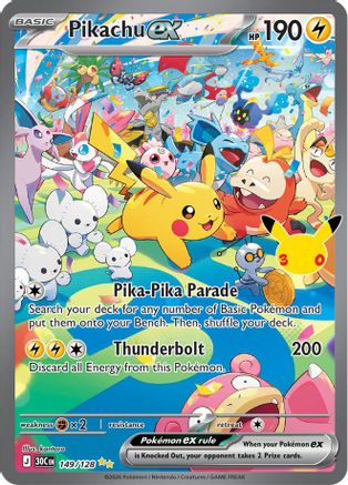 Pikachu ex 149/128 [ME 30th Celebration] (Holofoil)