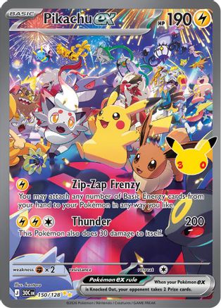 Pikachu ex 150/128 [ME 30th Celebration] (Holofoil)