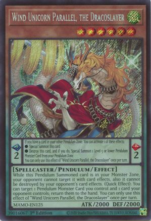 Wind Unicorn Parallel, the Dracoslayer [MAMO-EN125] Secret Rare