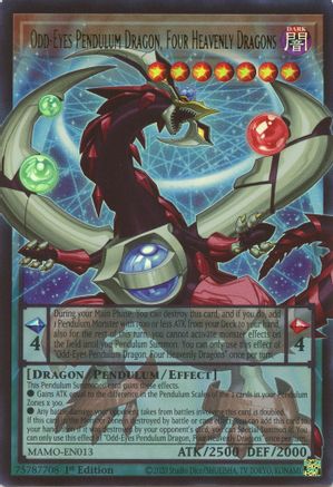 Odd-Eyes Pendulum Dragon, Four Heavenly Dragons (Extended Art) [MAMO-EN013] Ultra Rare