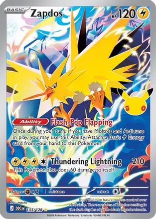 Zapdos 133/128 [ME 30th Celebration] (Holofoil)