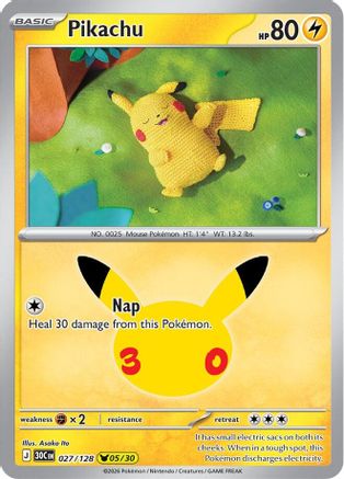 Pikachu 027/128 [ME 30th Celebration] (Holofoil)