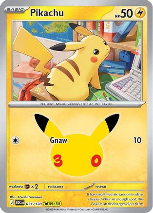Pikachu 031/128 [ME 30th Celebration] (Holofoil)