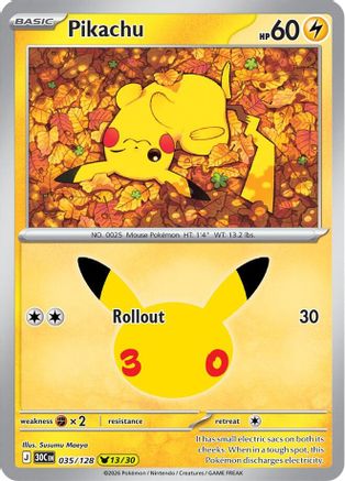 Pikachu 035/128 [ME 30th Celebration] (Holofoil)